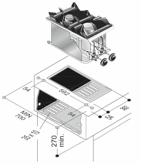 CUISINIÈRE À GAZ 2 BR. 9KW