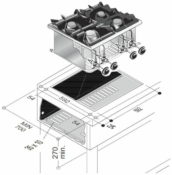 CUISINIÈRE À GAZ 4 BR. 18KW