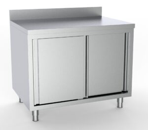 600 TABLE EN INOX PORTES COULISSTANTES BORD RELEVÉ 1600