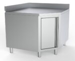 TABLE EN INOX ANGLE AVEC PORTE ET BORD RELEVÉ 1000/1000 POUR 600MM TABLES