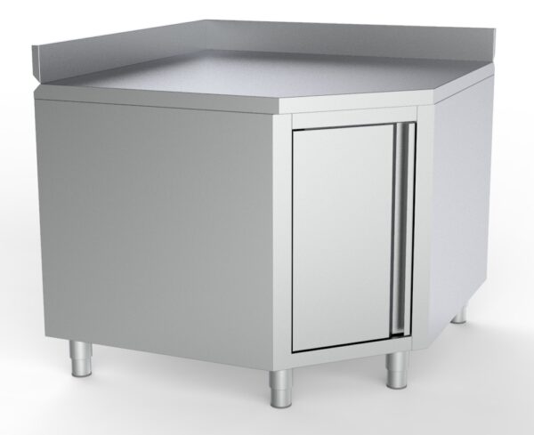 TABLE EN INOX ANGLE AVEC PORTE ET BORD RELEVÉ 1000/1000 POUR 700MM TABLES