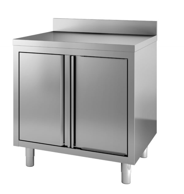 700 TABLE EN INOX PORTES A TAMBOUR BORD RELEVÉ 800