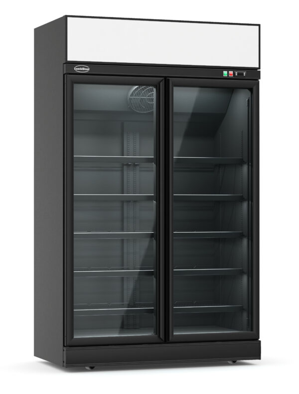 RÉFRIGÉRATEUR 2 PORTES EN VERRE NOIR/ANTHRACITE INS-1000R BL