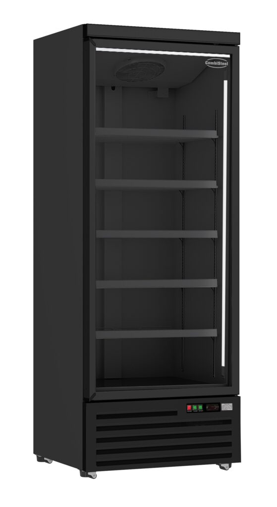 RÉFRIGÉRATEUR 1 PORTE EN VERRE NOIR JDE-600R BL