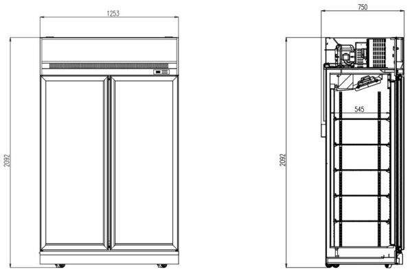 RÉFRIGÉRATEUR 2 PORTES EN VERRE INS-1000R