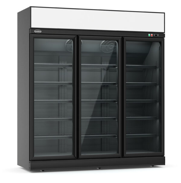 RÉFRIGÉRATEUR 3 PORTES EN VERRE NOIR INS-1530R BL