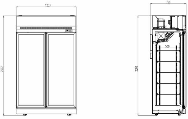 CONGÉLATEUR 2 PORTES EN VERRE INS-1000F