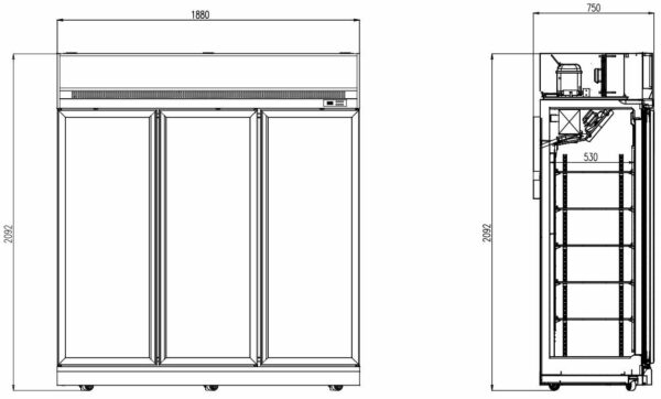 CONGÉLATEUR 3 PORTES EN VERRE INS-1530F