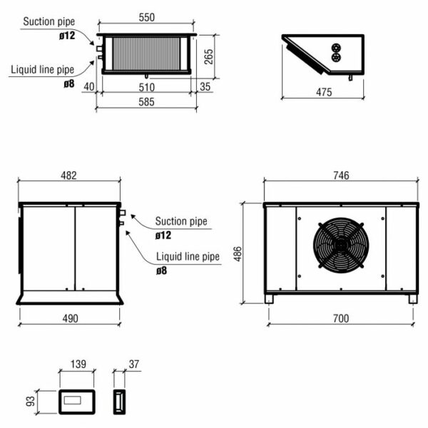 GROUPE POUR CHAMBRE FROIDE  SPLIT TYPE POSITIF 9.81-26.17 M3