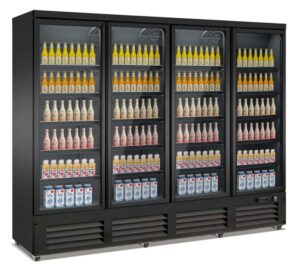 RÉFRIGÉRATEUR 4 PORTES EN VERRE NOIR CEB-2000R BL