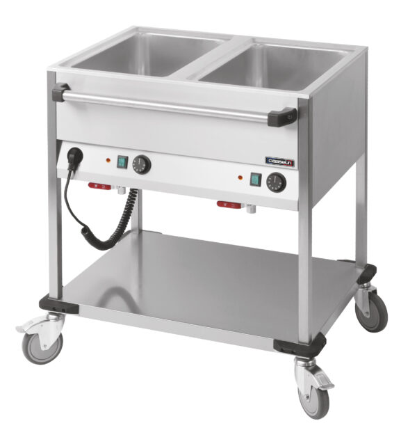 Chariot bain-marie à eau 2 x GN 1/1