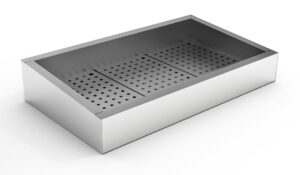 BAC À GLACE PILÉE INCLINÉ 3/1 GN AISI 304 VIDANGE CÔTÉ FONCTIONNEMENT