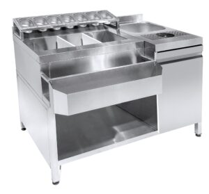 COCKTAILS BAR STATION INCL. ÉVIER, LAVE-VERRES, BACS GN, SPEEDRAIL PORTE-BOUTEILLES