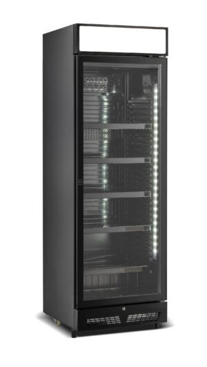 RÉFRIGÉRATEUR 1 PORTE EN VERRE NOIR AVEC CANOPY SVE-450 BLC
