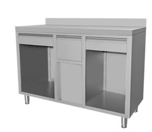 TABLE DE TRAVAIL À CAFÉ EN ACIER INOXYDABLE 1500X600X1150