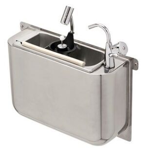 CUILLÈRE À GLACE ÉVIER AVEC ROBINET ET DOUCHETTE 410X120X270 AVEC TROU D'ÉVACUATION, RACCORDEMENT À L'EAU ET TUYAU D'ÉVACUATION