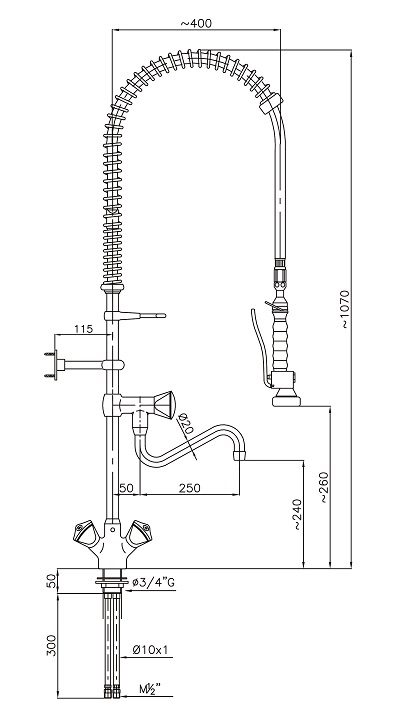 PRÉ DOUCHE DE RINÇAGE AVEC 1-TROU