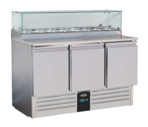 TABLE PRÉP POUR PIZZA AVEC VERRE 3 PORTES