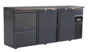 ARRIÈRE BAR RÉFRIGÉRÉE NOIR 2 PORTES ET 2 TIROIRS