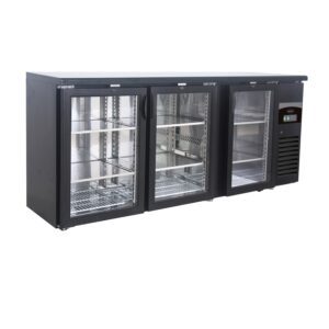 ARRIÈRE BAR RÉFRIGÉRÉE NOIR 3 PORTES EN VERRE