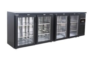 ARRIÈRE BAR RÉFRIGÉRÉE NOIR 4 PORTES EN VERRE