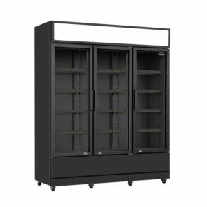 RÉFRIGÉRATEUR 3 PORTES EN VERRE NOIR