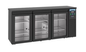 ARRIÈRE BAR RÉFRIGÉRÉE NOIR 3 PORTES EN VERRE