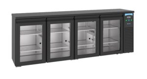 ARRIÈRE BAR RÉFRIGÉRÉE NOIR 4 PORTES EN VERRE