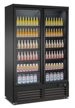 CONGÉLATEUR 2 PORTES EN VERRE NOIR CEB-1200F BL