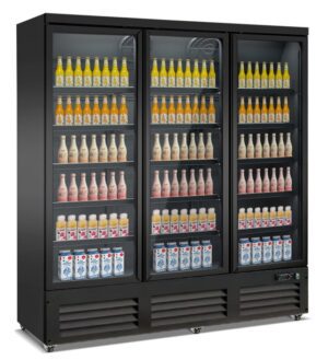 CONGÉLATEUR 3 PORTES EN VERRE NOIR CEB-1600F BL