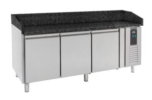 TABLE PRÉP POUR PIZZA 3 PORTES GRANIT NOIR
