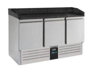 TABLE PRÉP POUR PIZZA 3 PORTES GRANIT NOIR