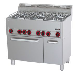 Fourneau gaz 6 feux avec four électrique ventilé GN 1/1 P 99