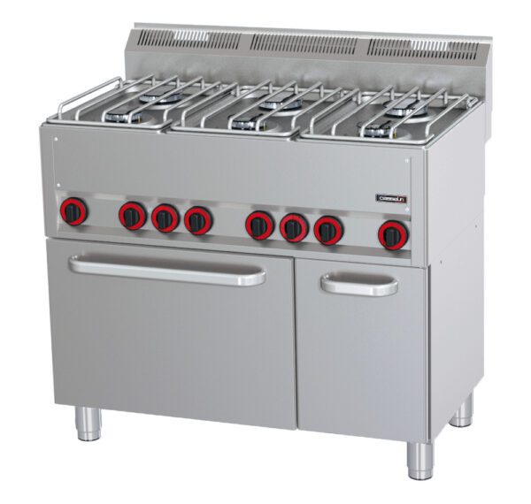 Fourneau gaz 6 feux avec four électrique ventilé GN 1/1 P 99