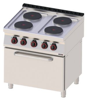 Fourneau électrique 4 feux avec four électrique ventilé GN 1/1 80