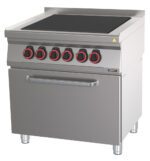 Fourneau électrique 4 plaques coup de feu avec four électrique statique GN 2/1 80