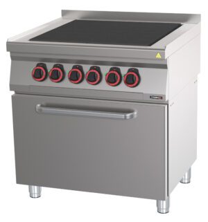 Fourneau électrique 4 plaques coup de feu avec four électrique statique GN 2/1 80