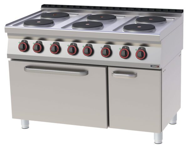 Fourneau électrique 6 feux avec four électrique statique GN 2/1 120
