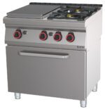 Fourneau gaz 2 feux + 1 plaque coup de feu avec four à gaz GN 1/1 80