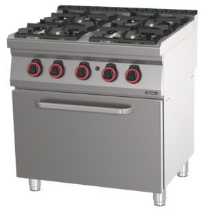 Fourneau gaz 4 feux avec four à gaz GN 2/1 HP 80