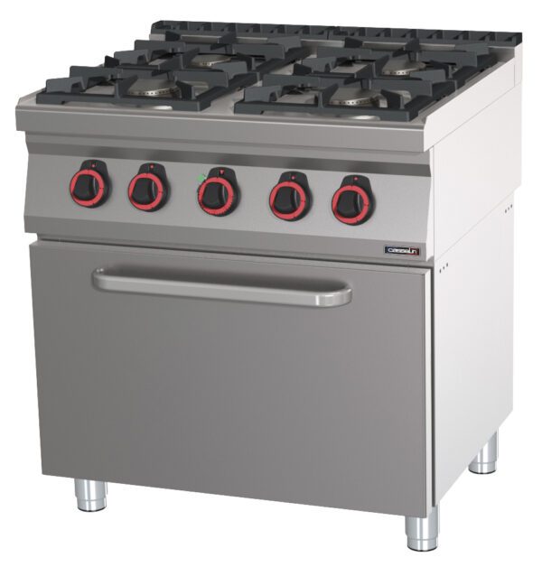 Fourneau gaz 4 feux avec four électrique ventilé GN 1/1 80 - Matériel professionnel Casselin
