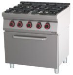 Fourneau gaz 4 feux avec four électrique ventilé GN 1/1 HP 80