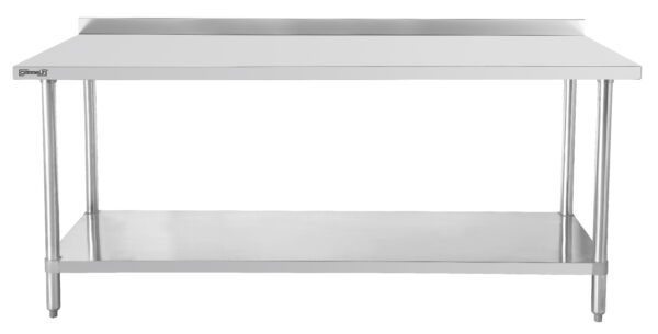 Table de travail inox 700 avec dosseret et étagère 800 mm - Matériel professionnel Casselin