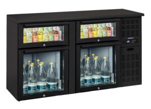 Arrière bar 2 x 2 tiroirs mixtes vitrés