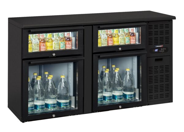 Arrière bar 2 x 2 tiroirs mixtes vitrés - Matériel professionnel Casselin