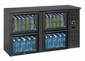 Arrière bar 2 x 2 tiroirs vitrés