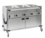 Chariot bain-marie à eau 3xGN 1/1 avec soubassement chauffant horizontal