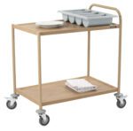 Chariot de service imitation bois 2 plateaux 1 arceau