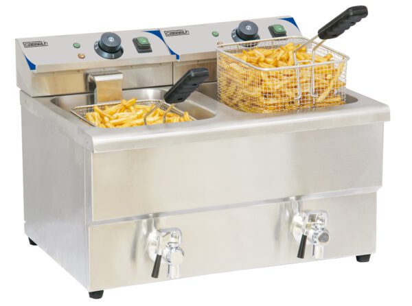 Friteuse électrique avec vanne de vidange 2 x 8 litres - Matériel professionnel Casselin