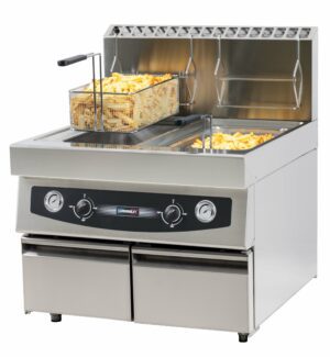Friteuse gaz à poser avec vanne de vidange 2 x 17 litres